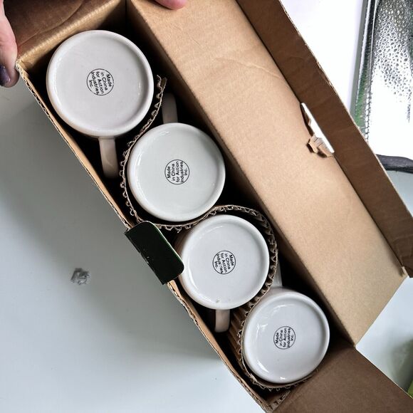 Vintage 1980s X4 Christmas Mugs 10 oz Porcelain Kitschmas In Box Kitsch - Picture 11 of 12